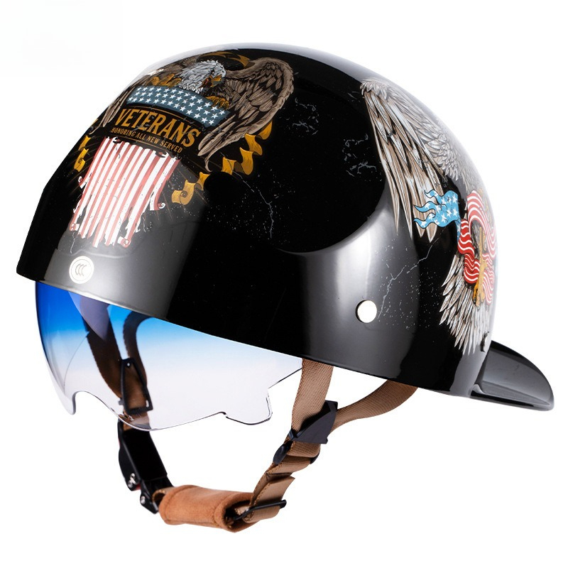 Vintage Motorbike Half Helmet  - Lens Cap Vintage 리뷰 및 가격