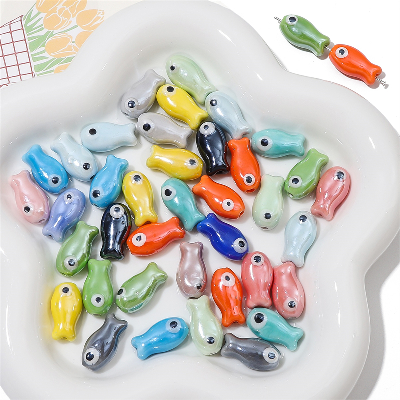 10Pcs Vintage Fish Ceramic Bea - Vintage Necklace 리뷰 및 가격