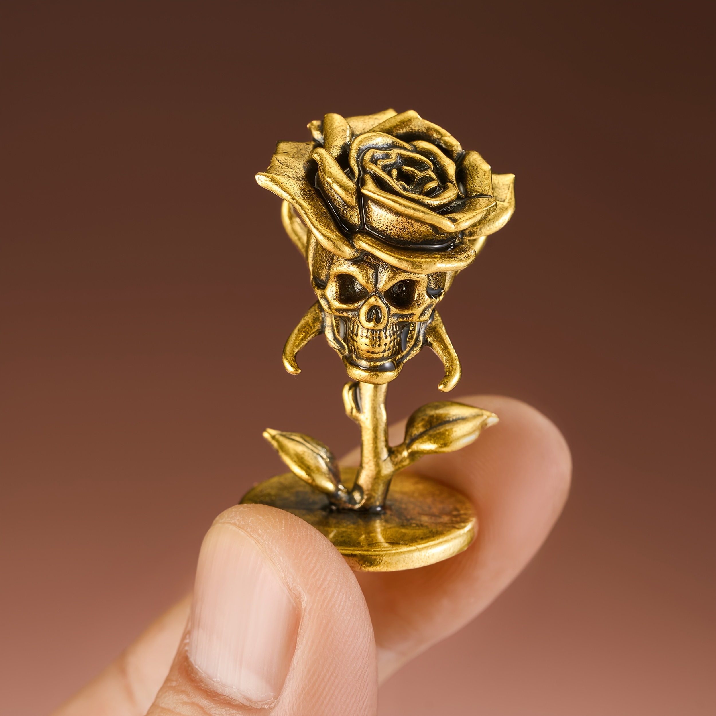 1 Vintage Brass Rose Skull Sta - Vintage Collectible Ornaments 리뷰 및 가격