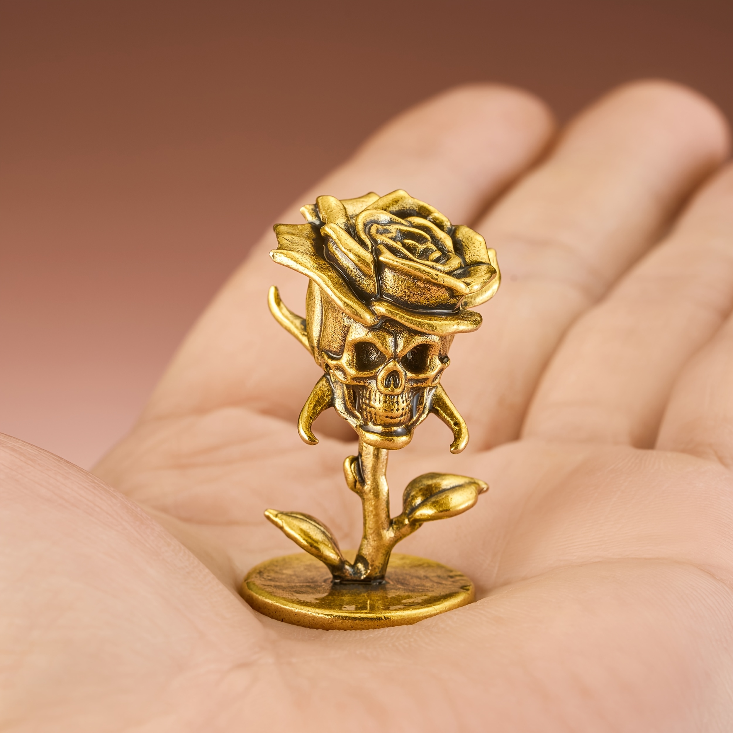 1 Vintage Brass Rose Skull Sta - Vintage Collectible Ornaments 리뷰 및 가격