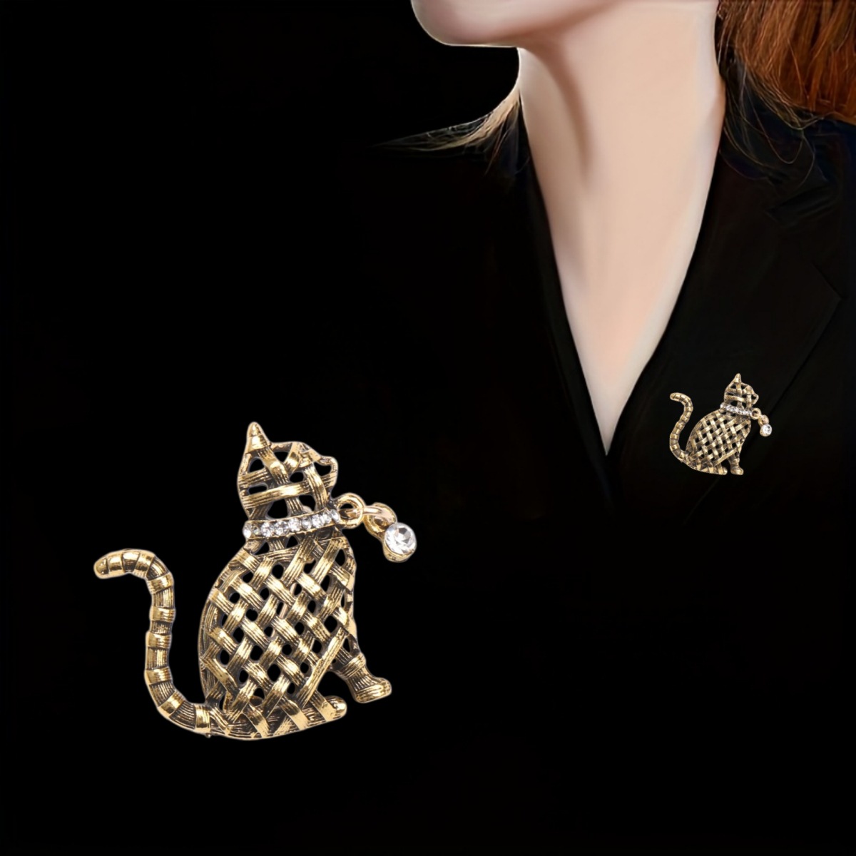 Ornate Woven Cat Brooch Collec - Collectible Vintage Brooches 리뷰 및 가격